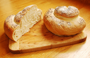 White Swirl Bread Loaf Cut in Half