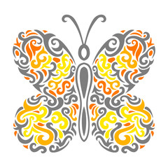 Abstract Mehndi butterfly - vector illustration