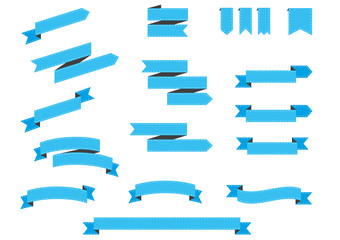 Set of blue vintage ribbons