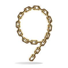 Obraz premium Golden nine number, made with chains
