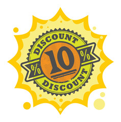 Stamp with the text 10 percent Discount