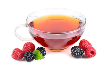 Cup of tea with berries