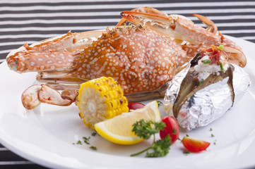 Seafood, steamed Blue crab
