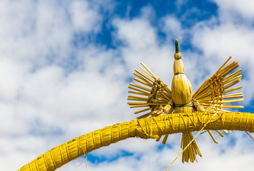 Souvenir from reed on Floating islands Titicaca lake, Peru