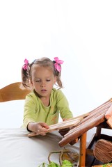 small girls in do handicraft