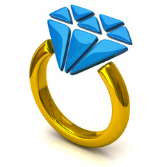 Illustration of ring with blue stone