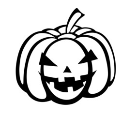 Monochrome black-and-white silhouette of pumpkin Halloween