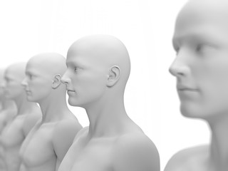 3d rendered illustration of some white male statues