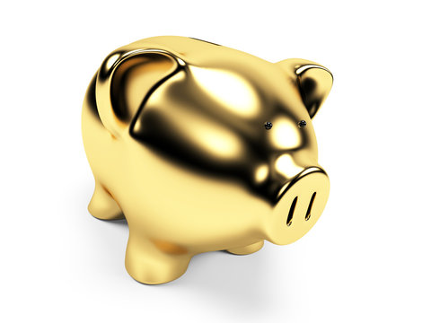3d rendered illustration of a golden piggy bank