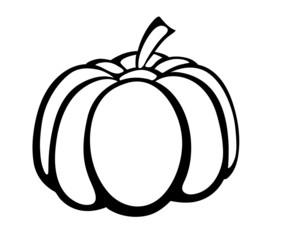 Vector monochrome illustration of pumpkin logo.