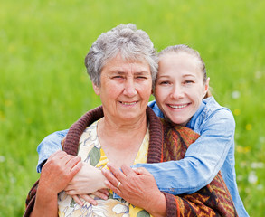 Elderly woman and her daughter