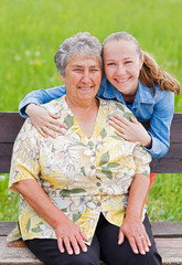 Elderly woman and her daughter