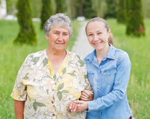 Elderly woman and her daughter