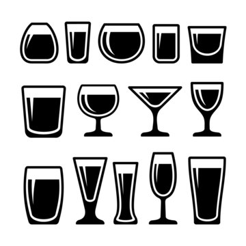 Set of drink glasses icons