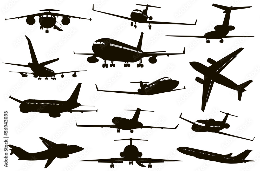 Canvas Prints Aircraft vector silhouettes set