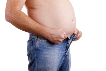 Naklejka premium A man with a fat belly.