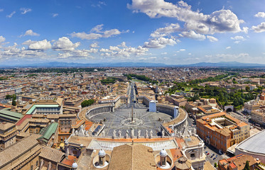 Panorama aerial view of Rome from Saint Peter's Basilica