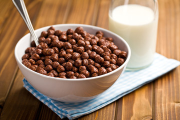 chocolate cereals in bowl