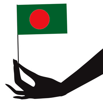 Bangladesh Flag In His Hand