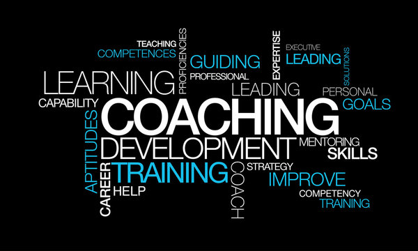 Coaching development training words tag cloud video illustration