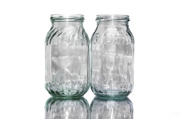 Two colored empty jars