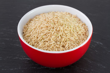 rice integral in red bowl