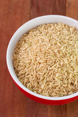 rice integral in red bowl