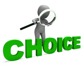 Choice Character Shows Choices Dilemma Or Options