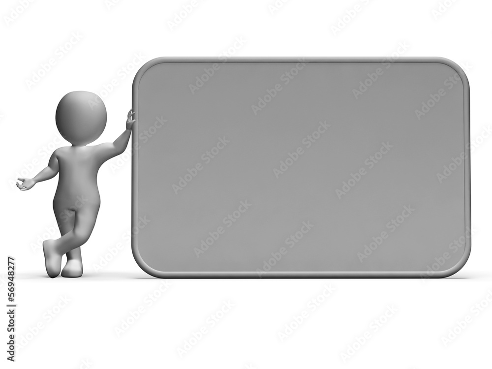 Poster character with signboard for message or presentation