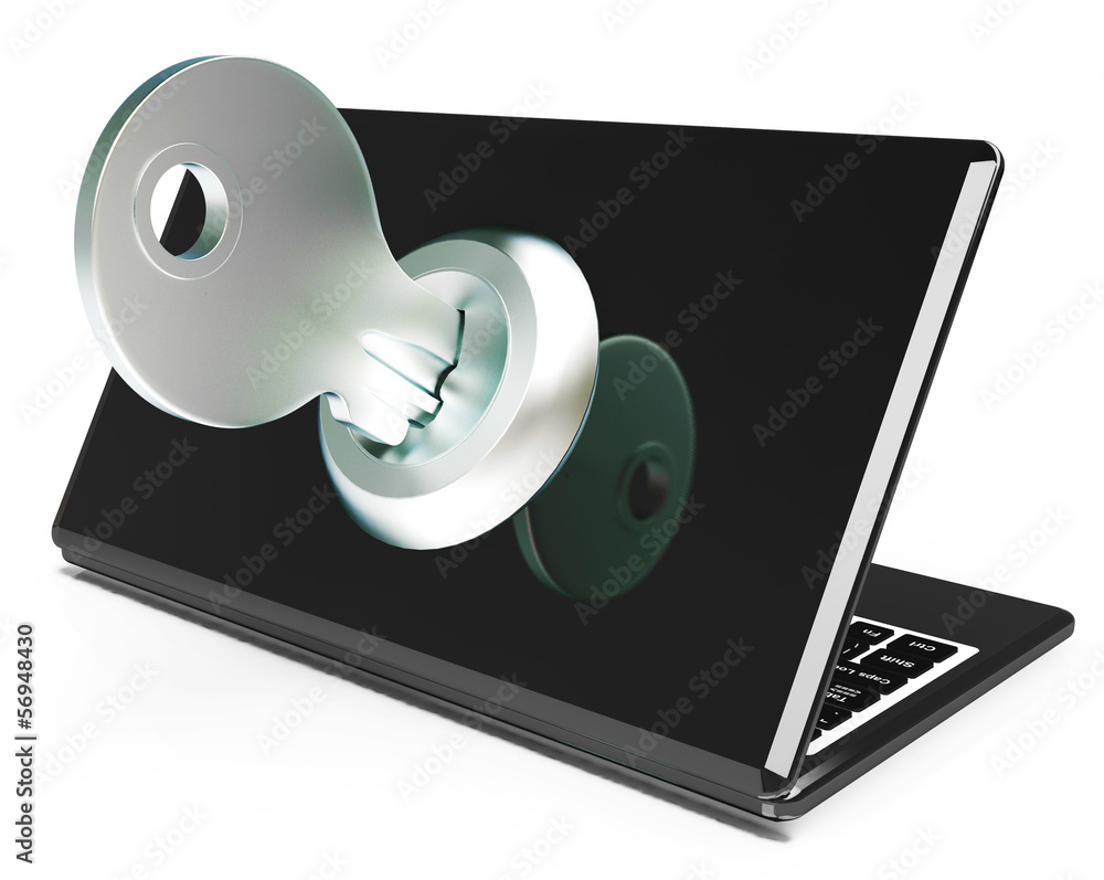 Aufkleber key on computer shows restricted password or unlocking