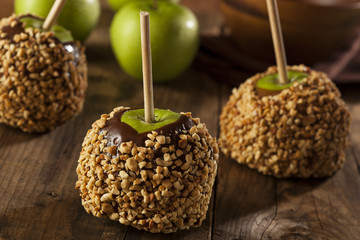 Homemade Caramel Taffy Apple with Peanuts