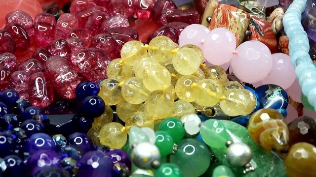 semigem necklaces and beads jewelery as fashion background