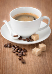 Cup of coffee and brown sugar