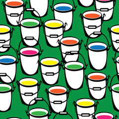 seamless pattern a bucket of paint