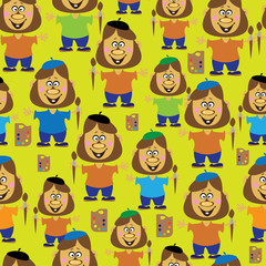 seamless pattern artists with a brush