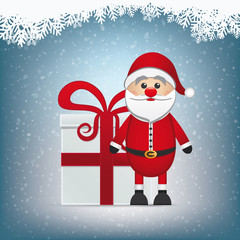 santa and gift winter snowy landscape