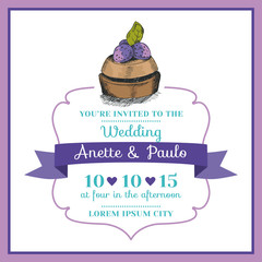 Wedding Invitation Card - Vintage Dessert Theme - in vector