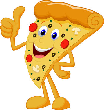 Happy pizza cartoon with thumb up