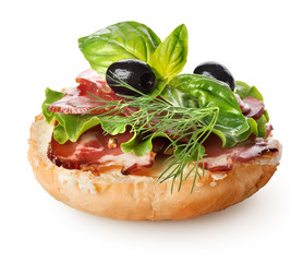 Sandwich with bacon and salad
