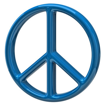 Blue peace symbol isolated on white background