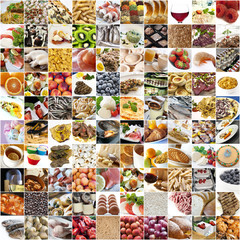 Fototapeta na wymiar Big food collage z białym tle