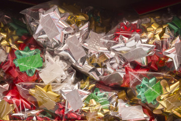 Box of Christmas Bows for Wallpaper or Background