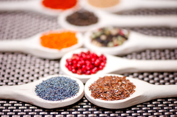 collection set of spiceswith beans, legumes, peas, lentils