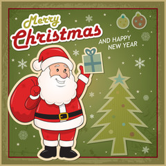 Vintage Christmas card with Santa Claus eps10