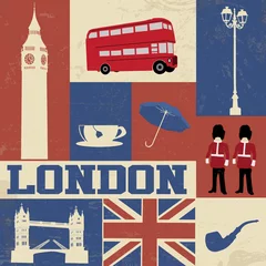 Foto auf Acrylglas Doodle Poster mit Londoner Symbolen
