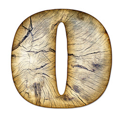 Wood textured alphabet - letter O, isolated with a clipping path