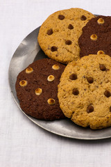 Chocolate Chip Cookies On Tin Plate