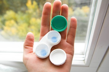 blue toned pair of contact lenses