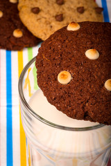 Chocolate Chip Cookies Milk Glass