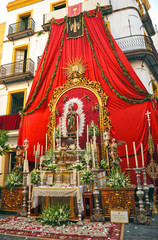Fototapeta premium Religious altar in the street, Corpus Christi, Seville